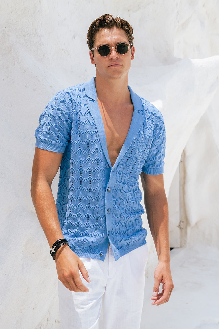 CASTRO KNIT TOP - BLUE