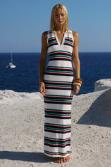 EMRYN HALTER KNIT MAXI DRESS - MULTI STRIPE