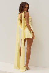 Gabriella Cowl Mini Dress - Lemon