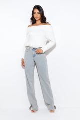Winter Date Night Knit Top White