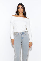 Winter Date Night Knit Top White