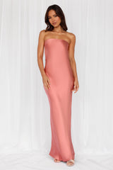 The Felicity Strapless Satin Maxi Dress Rose