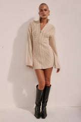 Katara Knit Mini Dress - Cream