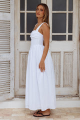 Kiyo Square Neck Tie Midi Dress - White
