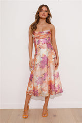 Fancy Party Midi Dress Orange