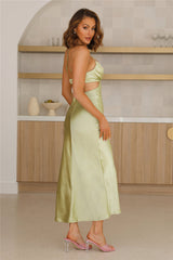 Grandest Entrance Satin Maxi Dress Green