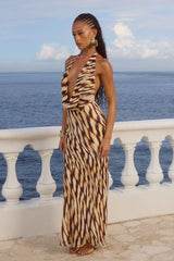 Lexie Low Plunge Halter Maxi Dress - Arizona Choc