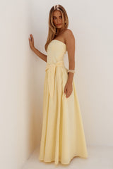 Maeve Strapless Side Tie Maxi Dress - Butter