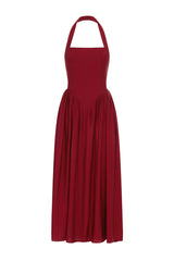 SAMMI HALTER MIDI DRESS - WINE