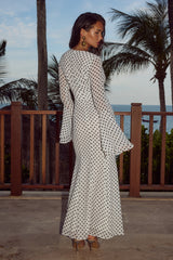 Sari Maxi Dress - White Polka