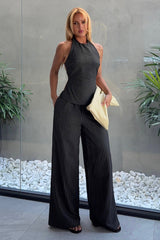 Heather Pant - Black Pinstripe