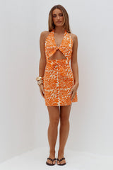 Vladia Halter Cut Out Mini Dress - Azariah Orange