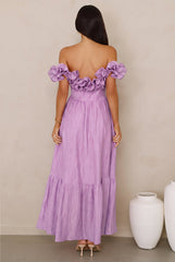Magnetic Energy Off Shoulder Maxi Dress Lilac