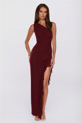 Summer Ember One Shoulder Maxi Dress Burgundy