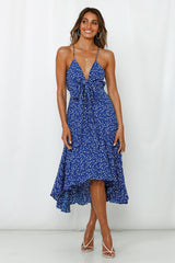 Sipping Vino Midi Dress Royal Blue