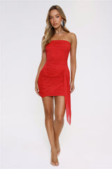 Diva After Dark Strapless Mesh Mini Dress Red