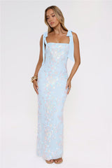 Lantern Light Love Sequin Maxi Dress Blue