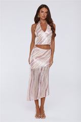 Sparkle Vibes Only Sequin Halter Top Multi