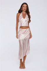 Sparkle Vibes Only Sequin Halter Top Multi