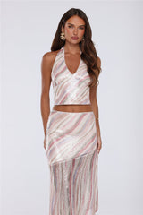 Sparkle Vibes Only Sequin Halter Top Multi
