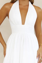 Slow Burn Love Halter Midi Dress White