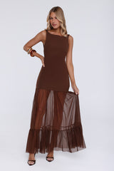Sweet Gleam Maxi Dress Brown
