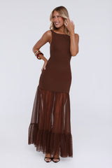 Sweet Gleam Maxi Dress Brown