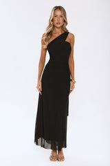 Evening Allure Mesh Strapless Maxi Dress Black