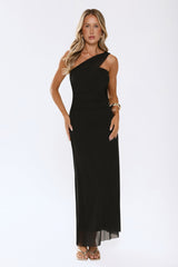 Evening Allure Mesh Strapless Maxi Dress Black
