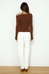 Stylish Winter Knit Top Brown