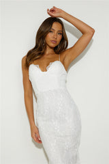 Diamond Ring Lace Maxi Dress White