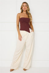 Flirty Game Strapless Mesh Top Brown