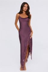 Quietly Magnetic Satin Lace Maxi Dress Mauve