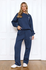BASE Round Neck Emblem Sweatshirt Navy