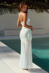 Adeluna Deep Plunge Halter Top - Sky Blue