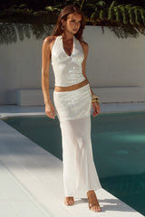 Adeluna Sheer Bottom Maxi Skirt - White