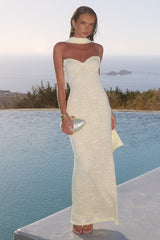 AMANA STRAPLESS SCARF MAXI DRESS - LEMON