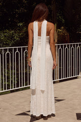 Amana Strapless Scarf Maxi Dress - White