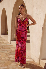 AMINAH V-NECK CROSS BACK MAXI DRESS - ROMANCE PRINT