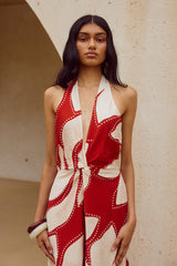 Arlette Halter Jumpsuit  - Arlette Red