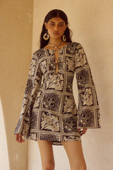 CHANTELLE SLEEVED MINI DRESS - HAVANNA BLACK