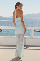 Annika Halter Lace Maxi Dress - Ice Blue