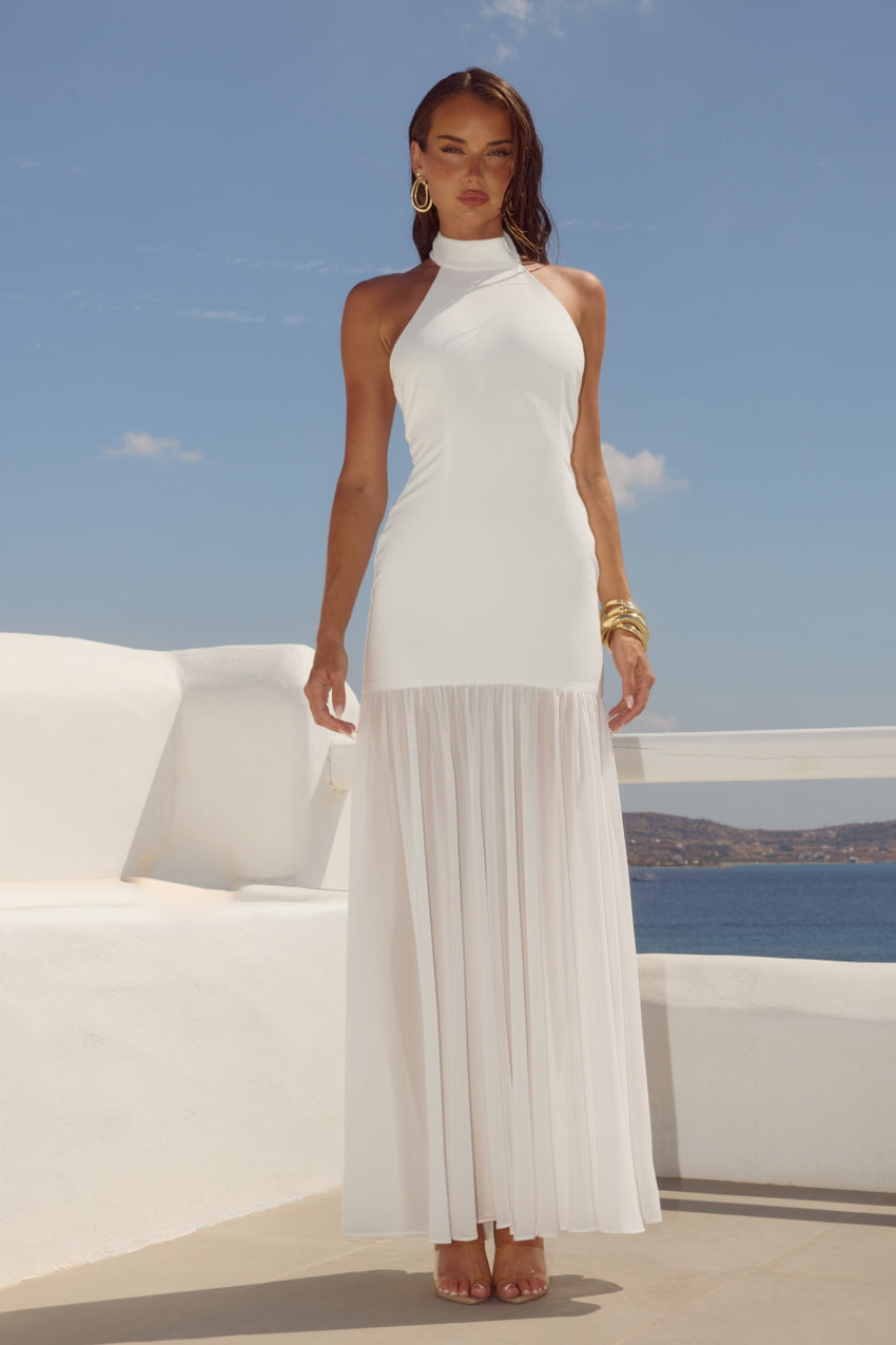 YAZMIN HALTER MAXI DRESS - OFF WHITE