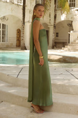 ELSA STRAPLESS SCARF MAXI DRESS - OLIVE