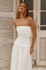 Grace Strapless Tie Back Maxi Dress - White