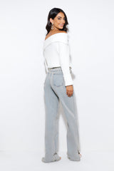 Winter Date Night Knit Top White