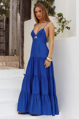 Kanah V-Neck Tiered Maxi Dress - Cobalt Blue