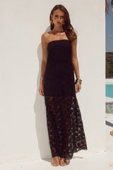 Kinera Strapless Lace Maxi Dress - Black