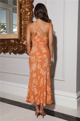 Star Sign Tells One Shoulder Midi Dress Orange