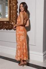 Star Sign Tells One Shoulder Midi Dress Orange